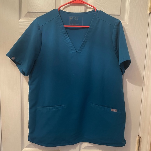 Figs Alps Blue Casma Three Pocket Scrub Top - Picture 1 of 3